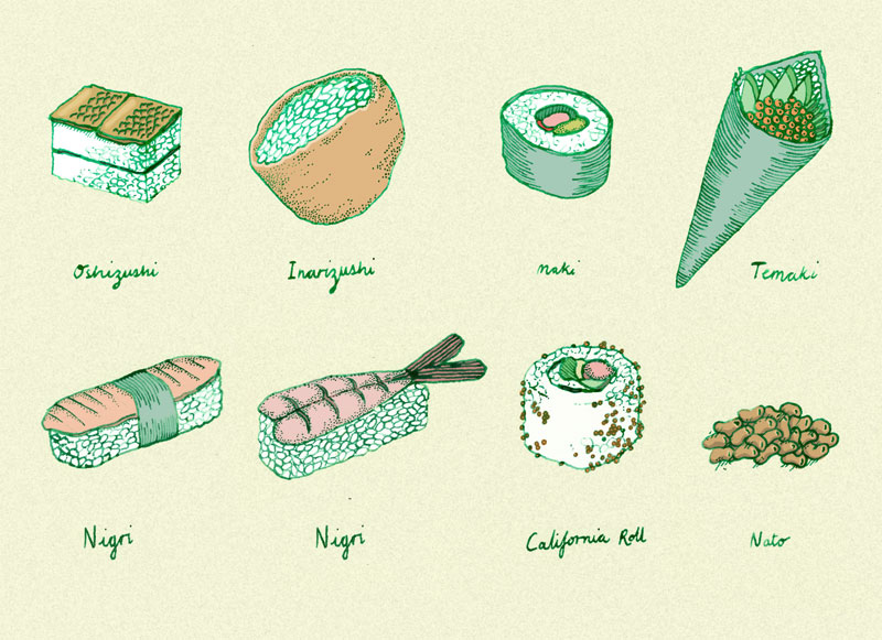 Sushi Suchi, sushis, ilustraci{on de sushi, dibujos de sushi