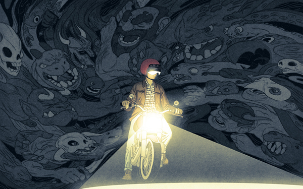 moto en la noche, monstruos, rechazo, escritores, pesadillas, fantasmas, los escritores y el rechazo